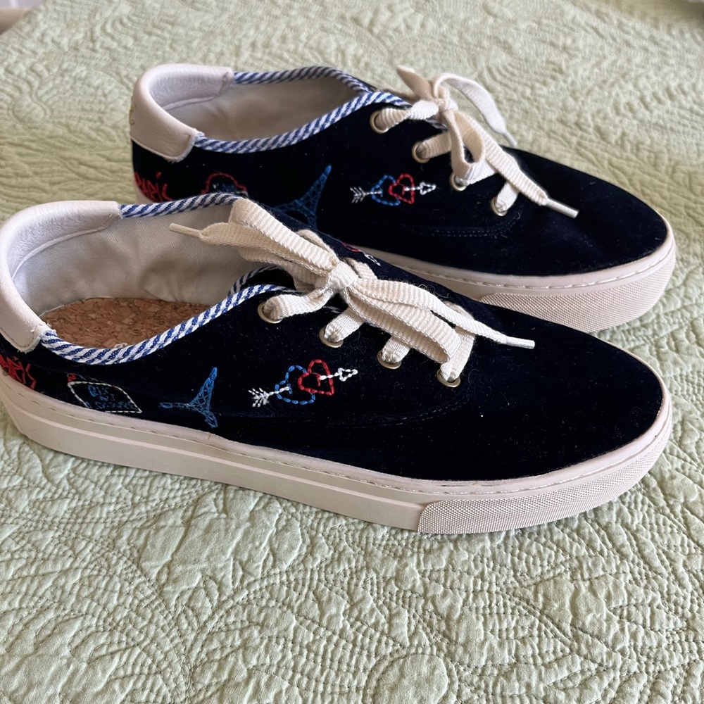 Soludos velvet embroidered sneakers